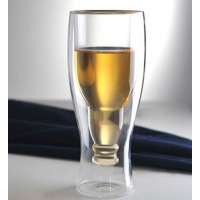 Hot sale 300ml hand blown new design double wall cup 11oz double glass cup 400ml double wine glass pint beer glass mug