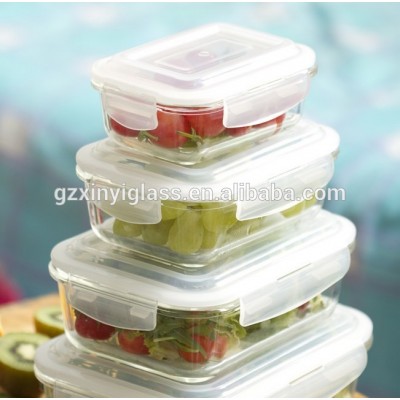 Borosilicate glass heat resistant microwave airtight preserving rectangle food storage glass set