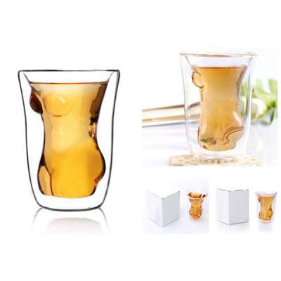 new design insulated glass 8oz sexy woman wine glass 250ml sexy double wall glass woman body cup