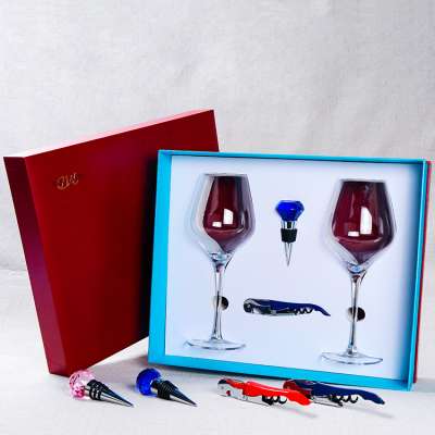 Red Wine Glass Gift Set With Bottle Opener and Lid Set of 2