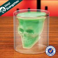 factory cheap skull glass drinking glass 5oz double wall skull glass