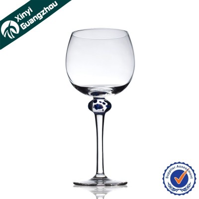 500ml blue color decoration fancy wine glass goblet