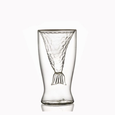 New Fashion Fish Shaped Double Wall Tea Glass Cup For Club Bar Using