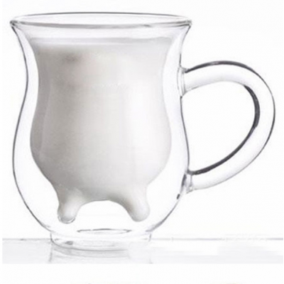 creative double wall glass milk jug