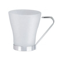 China Drinking Glass Cup With Stainless Steel Handle