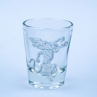 2oz clear embossed personalized heavy base shot glass