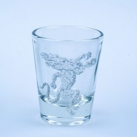 2oz clear embossed personalized heavy base shot glass